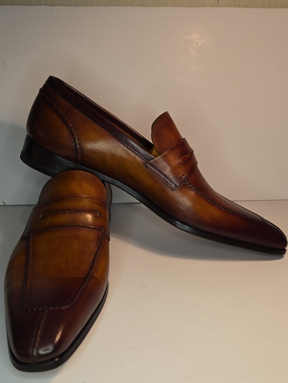 Magnanni Coripe Split Toe Penny Loafer 21983 - Cognac Brown Leather- 10.M